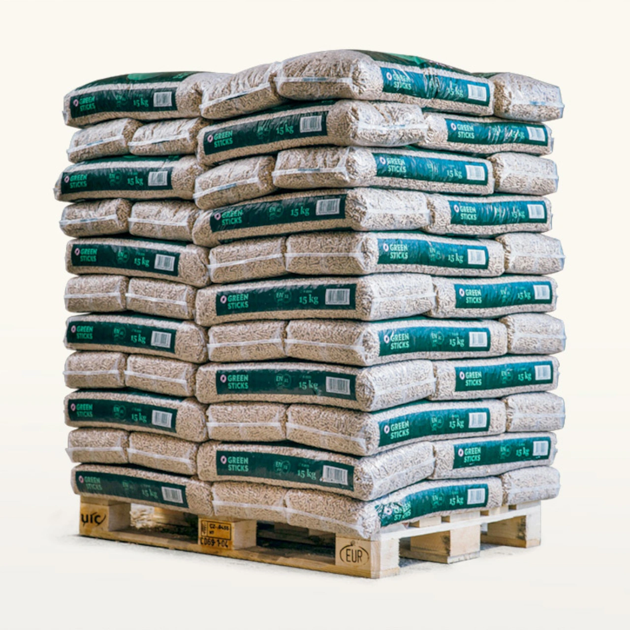 holzpaletts-green-sticks-palette-hello-heat Greensticks Holzpellets ENplus A1 990 kg (66 x 15 kg) – Bild 1